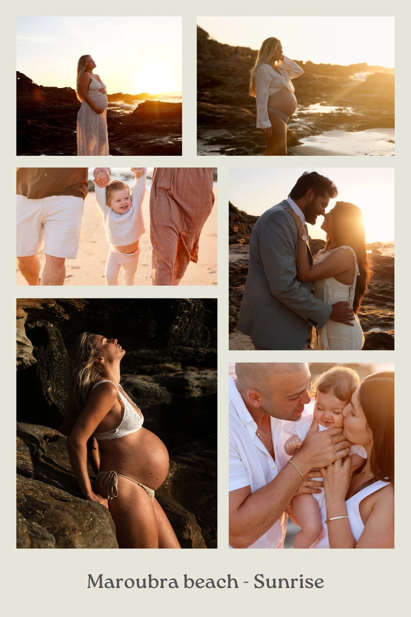 Sunrise maternity and family moments captured at Maroubra beach.