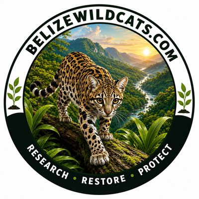 Logo of Belize Wildcats showing an ocelot in the jungle.