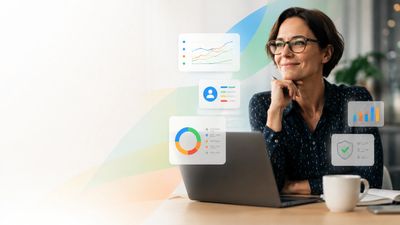 Woman looking at CRM Graphs