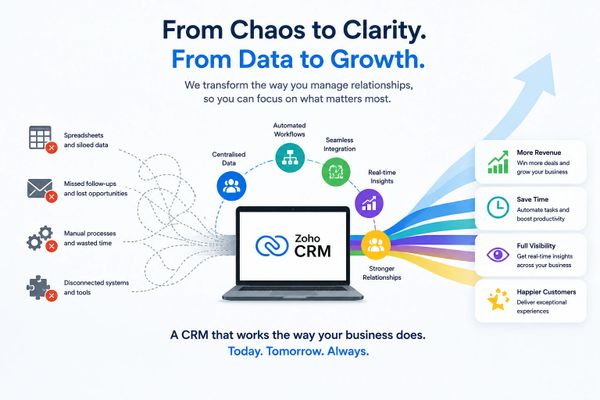 Zoho CRM transforms chaotic data into streamlined growth with automation and insights.