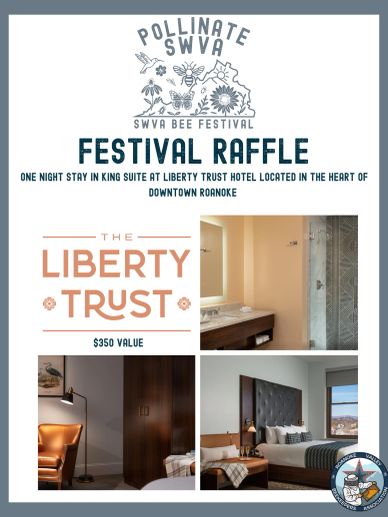 Festival raffle for a King Suite stay at Liberty Trust Hotel in Roanoke.