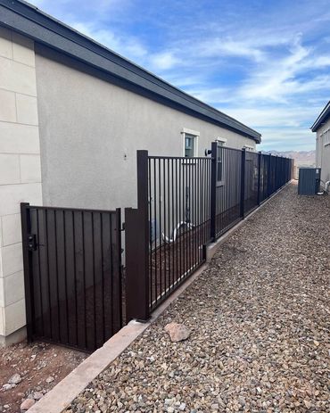 Custom fabricated iron fence and gate, all up to pool code. Lake Las Vegas