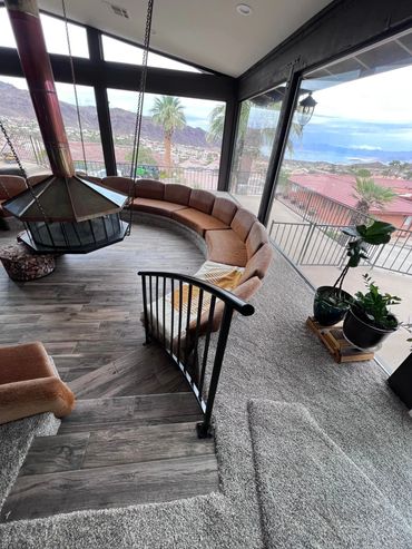 Custom curved hand railing to match the curve of the stairs. Boulder City, Henderson, Las Vegas