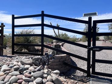 Double drive gates with a dual arm, solar powered, operator.
Henderson, Boulder City, Las Vegas
