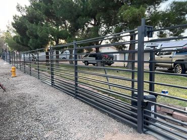 Custom horizontal wrought iron fencing with a roll gate on an operator
Henderson
Las Vegas
Boulder