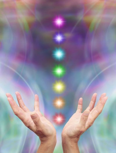 Healing hands with energy Reiki chakras