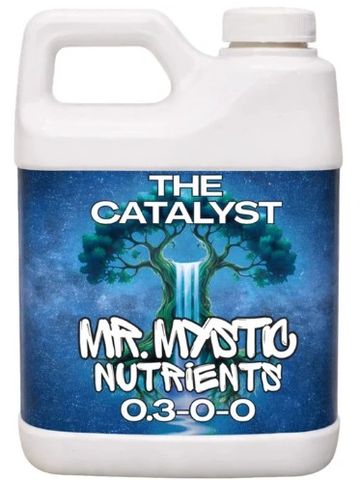 A container of Mr. Mystic Nutrients called The Catalyst with a blue label.