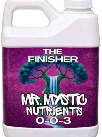 Container of The Finisher Mr. Mystic Nutrients with 0-0-3 formula.