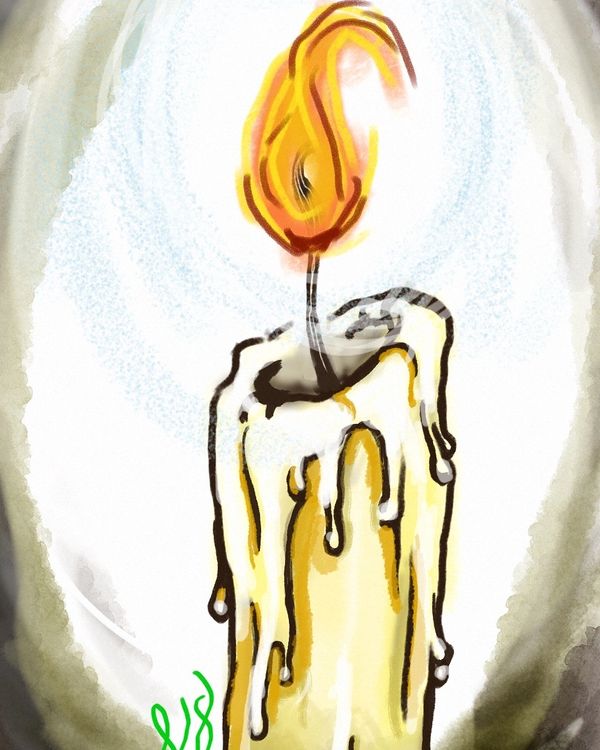 Digital drawing of a lit candle. Original artwork by NAWYCE-N8 