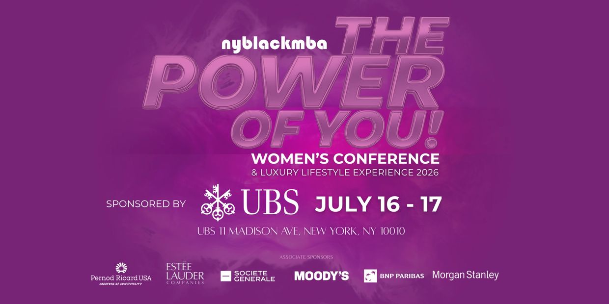 Promotional banner for nyblackmba women's conference in New York, July 16-17, 2026.