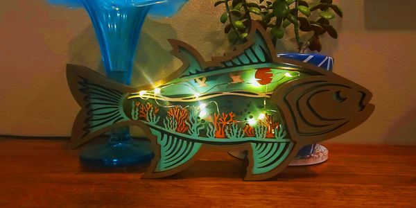 Coral 3D Fish LED Night Light, Animal Home Decor Wooden