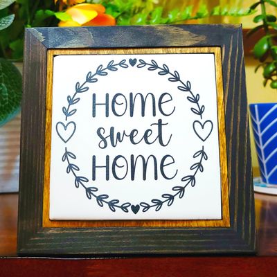 Home Decor, Hand-Made, Custom Wood Frame Displaying Home Sweet Home in Ebony Stain.  Hand-Crafted