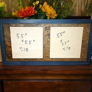 Rustic Wood Frame for Ceramic Tiles – 8" x 16" Double Tile Art Display, Ceramic Art Display