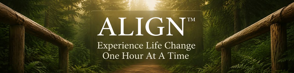 Inspirational message about life change in a forest setting.