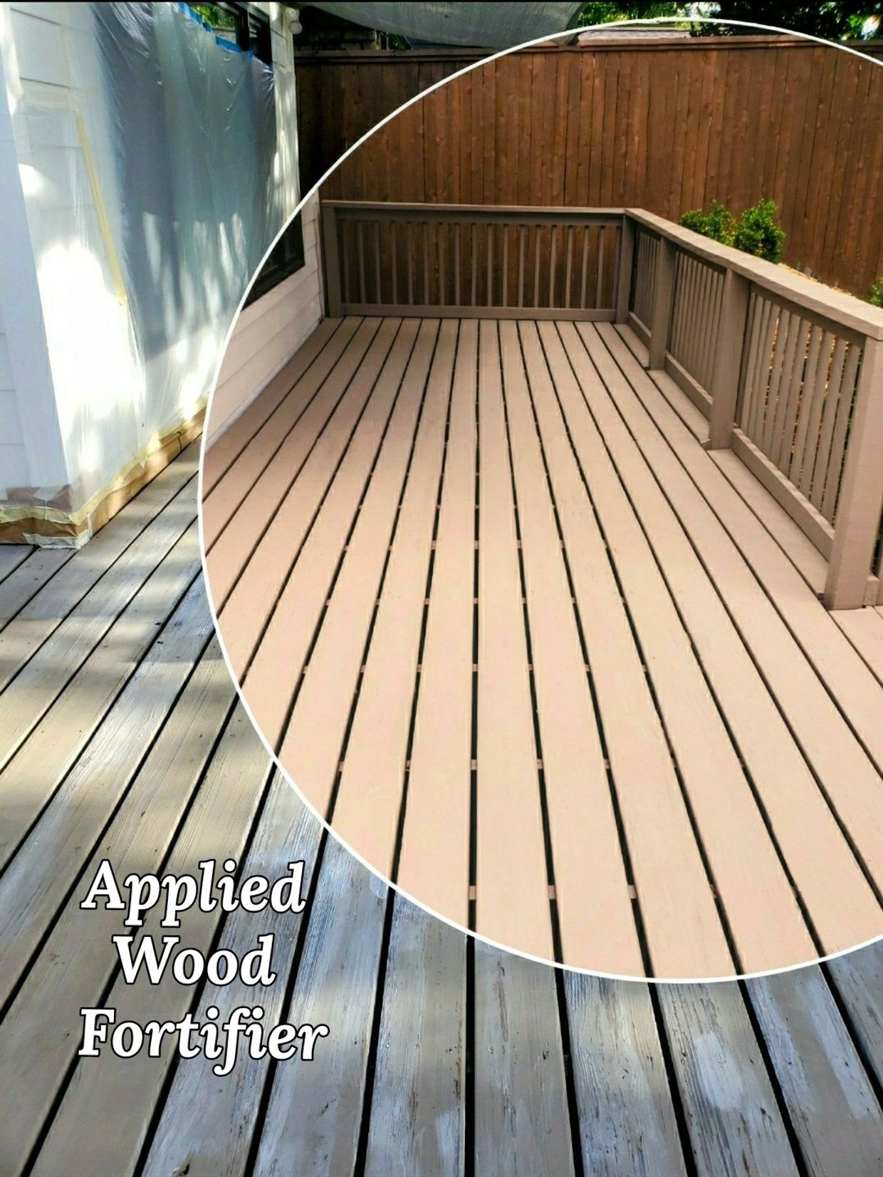 The Tulsa Painters can apply Wood Fortifier to Restore & Strengthen Soft Weathered Wood. Deck Stain.