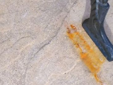 rust stain removed from patio flags