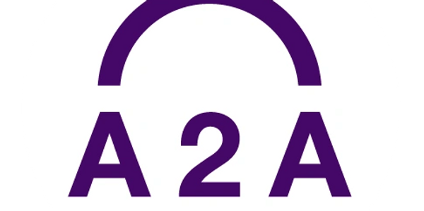White circle . Inside in purple is: A2A  and an arch over A2A.