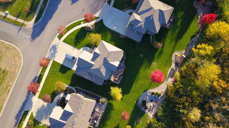 Aerial view of maintained property