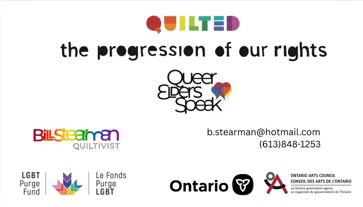 Logo collage promoting queer elders and LGBTQ+ rights in Ontario.