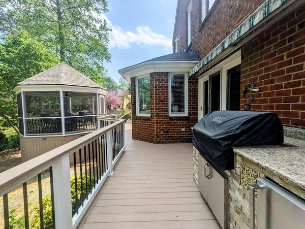 Outdoor kitchen cooking area.