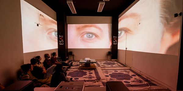immersive audio visual installation with split-image projection mapping at ESAT, May 2023