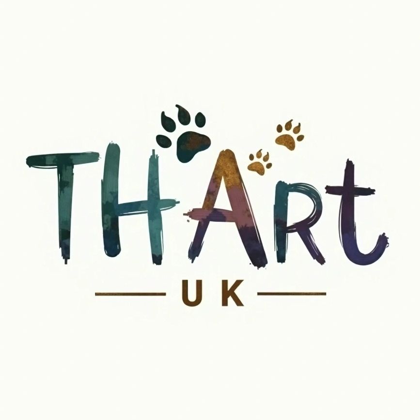 Colorful "THART UK" logo with paw prints above the letters.