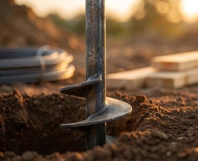 Screwpile foundation drilling and installation