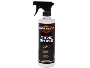 FireSudz Tire Shine for fire apparatus tires.