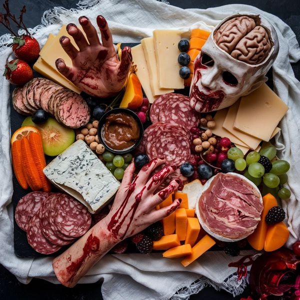 bloody human body parts Halloween charcuterie board