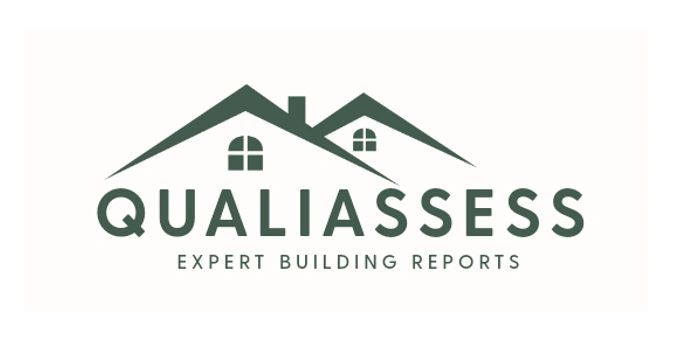 Logo for Qualiassess with house rooftops and windows.