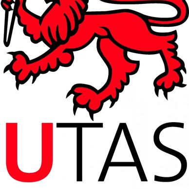 Red lion logo above the text 'UTAS'.