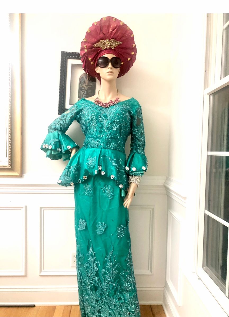 Green African Lace Long Skirt and Blouse