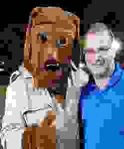 McGruff,  the "Take A Bite Out Of Crime" dog, together with Thomas Stuebe