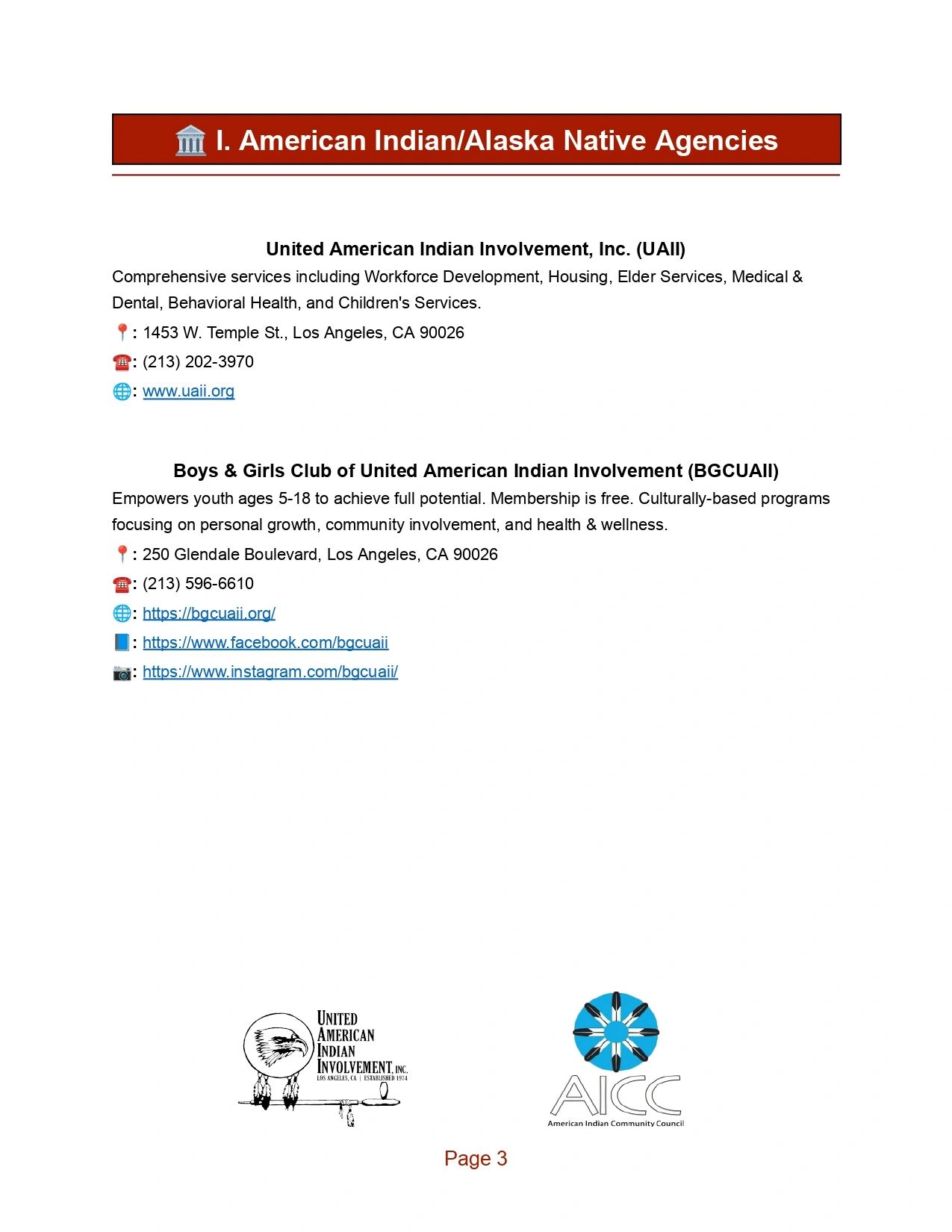 Information on American Indian/Alaska Native Agencies in Los Angeles.