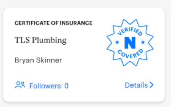 TLS Plumbing proof of plumbing insurance