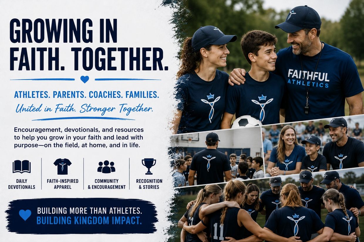 Group of athletes and coaches united in faith and sports.