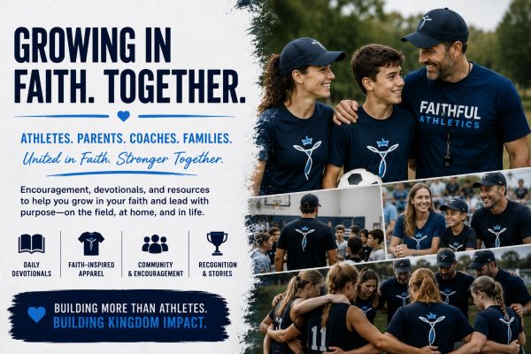 Group of athletes and coaches united in faith and sports.