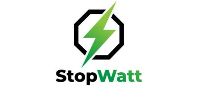 Logo with a green lightning bolt and the words StopWatt.