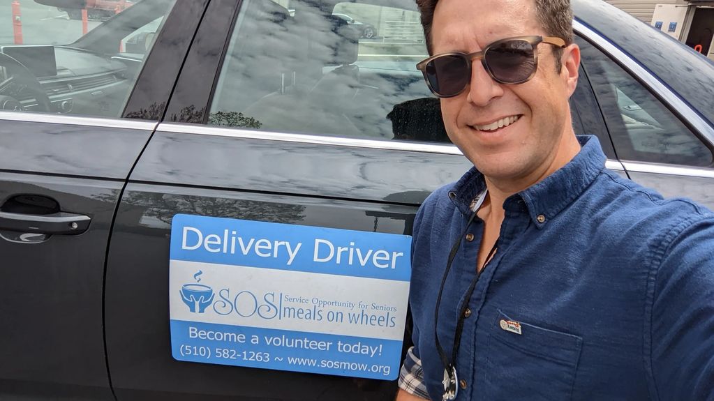 Meals on Wheels signage for Delivery Driver, Ed Hernandez