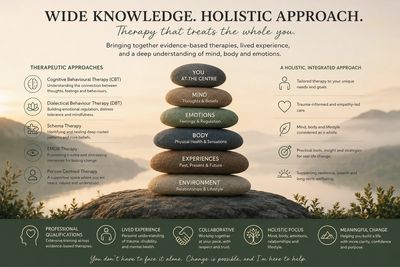 Stack of stones representing holistic therapy approach.