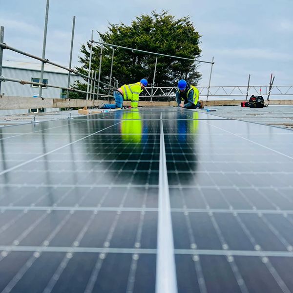 Efficient solar panels on a building roof in Truro, West Cornwall by DT Electrical Contractors