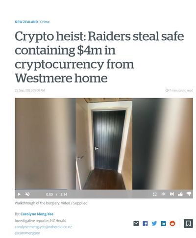 Crypto Heist: Raiders steal safe containing $4m in Cryptocurrency from Westmere home in Auckland