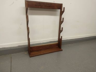 Gun Rack with Shelf and engraving