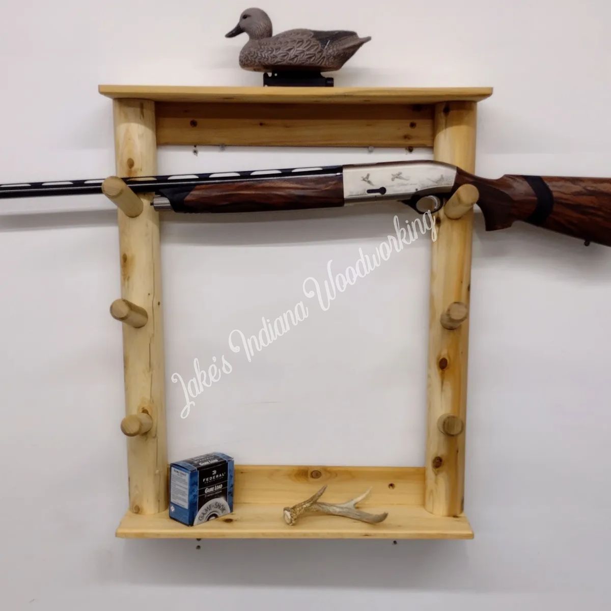 Cedar Log Wall mount Horizontal Three Gun Rack
