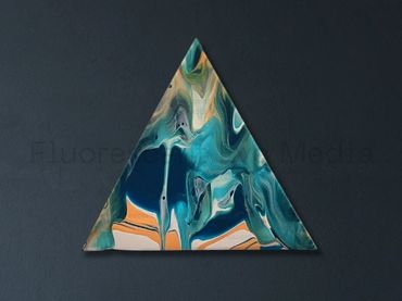 ‘Matcha Latte’ is an acrylic pour marbled in gentle shades of green, gold, and white. 