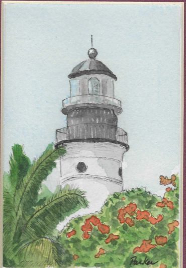Watercolor Painting of Key West Lighthouse