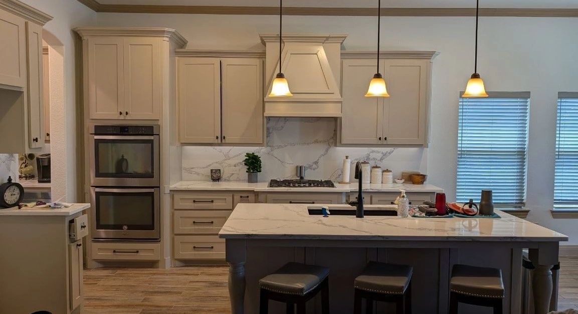 kitchen remodel: stone countertops and backsplash, new cabinets & appliances , hickory creek 
