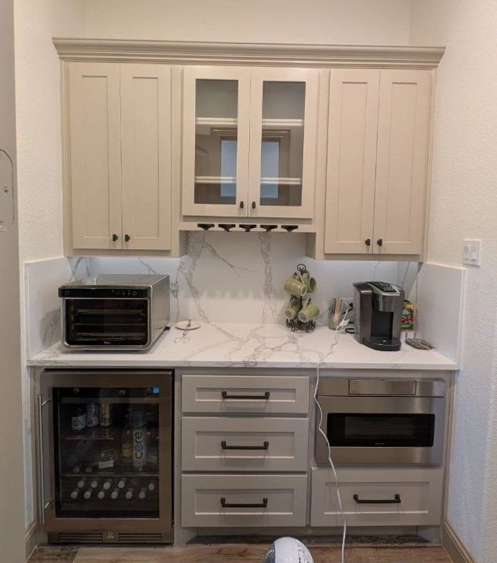 kitchen remodel: stone countertops and backsplash, new cabinets & appliances , hickory creek 