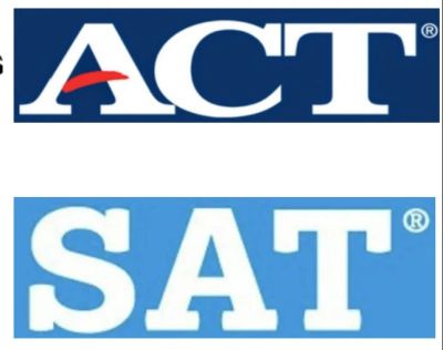 Logos of ACT and SAT standardized tests.