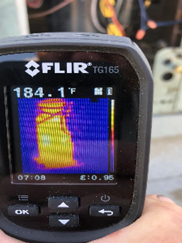 Thermal image from Flir camera used to troubleshoot refrigeration and HVAC problem in the field 